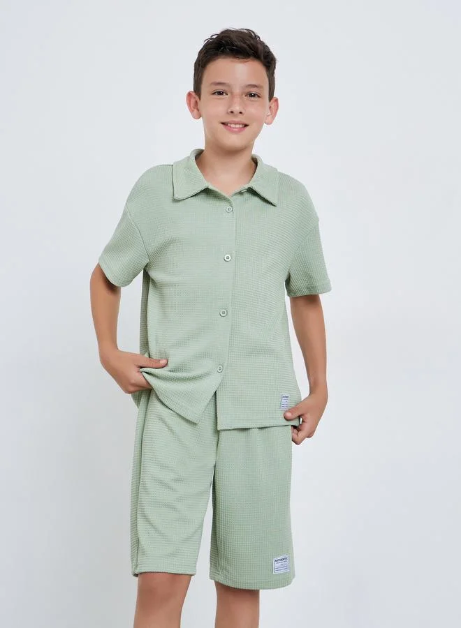 Styli Teens Waffle Knit Shirt and Shorts Set